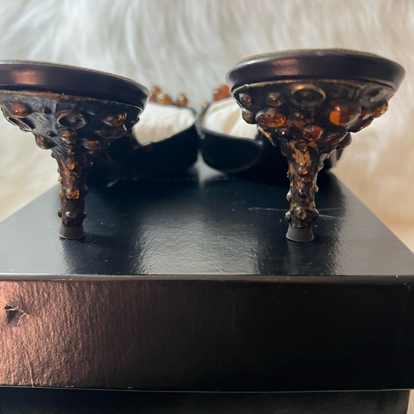 Guiseppe Zanotti Mule Heels Black Brown Floral 
Vintage🤎🖤🩶 - Picture 5 of 10